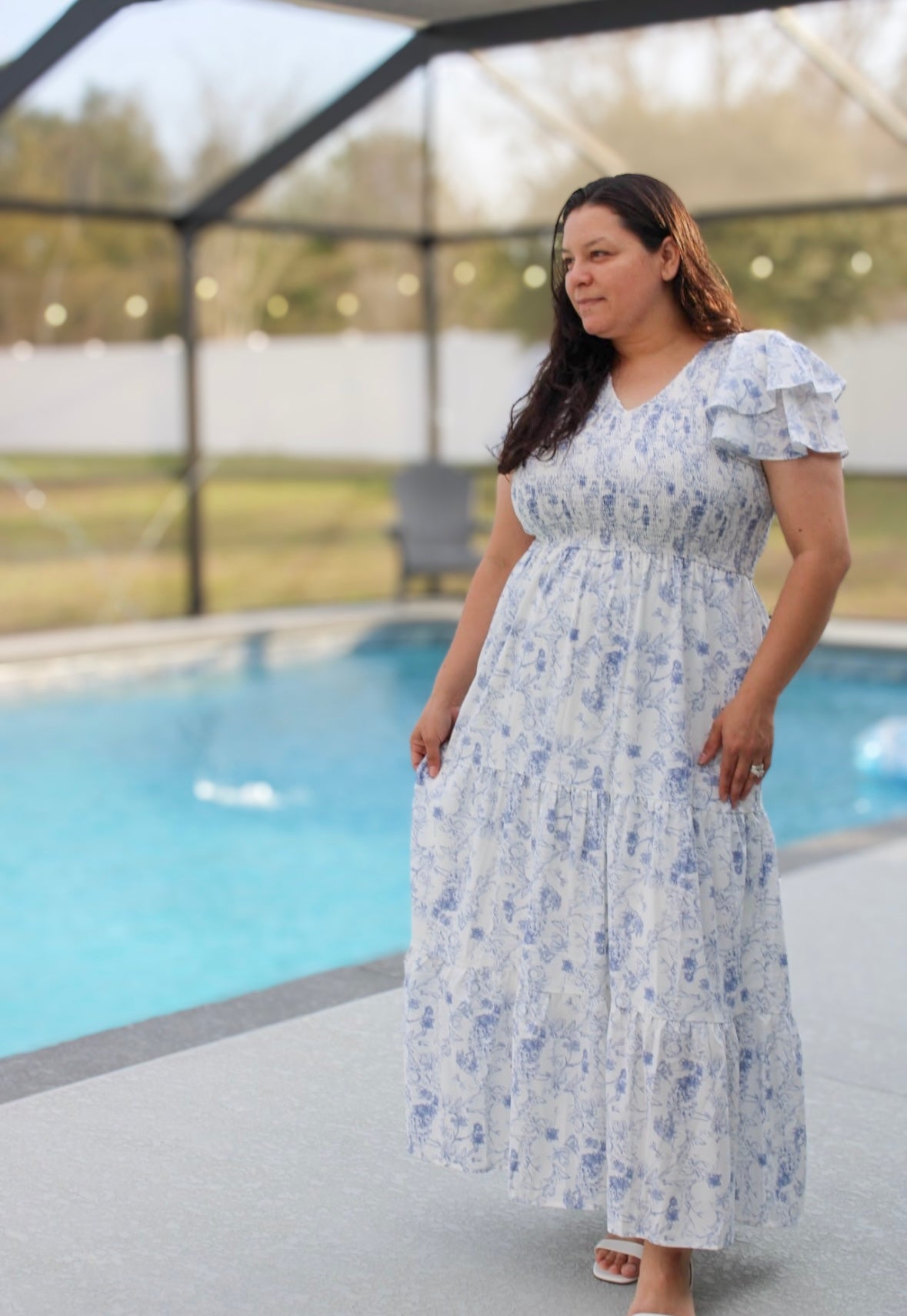 Suzanna Maxi Ruffle Sleeve Dress