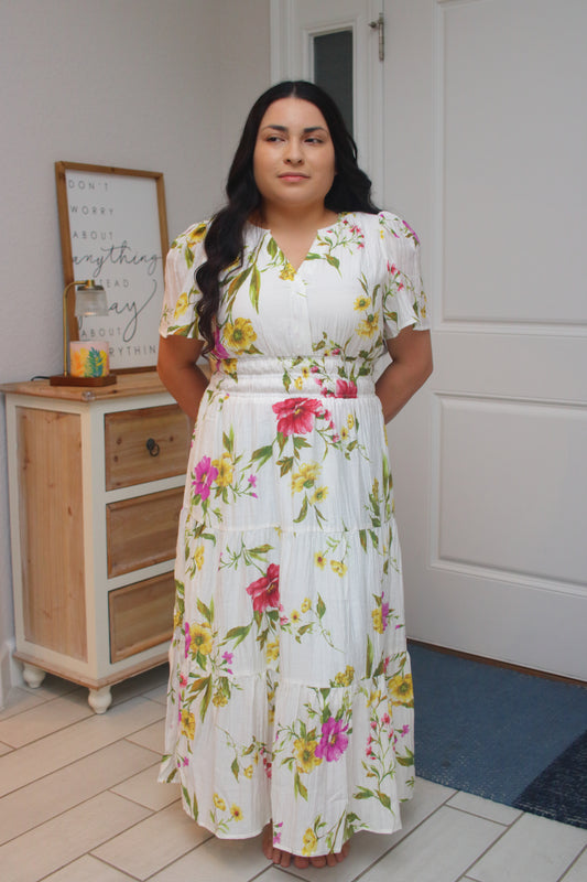 Deborah V-Neck Midi Dress