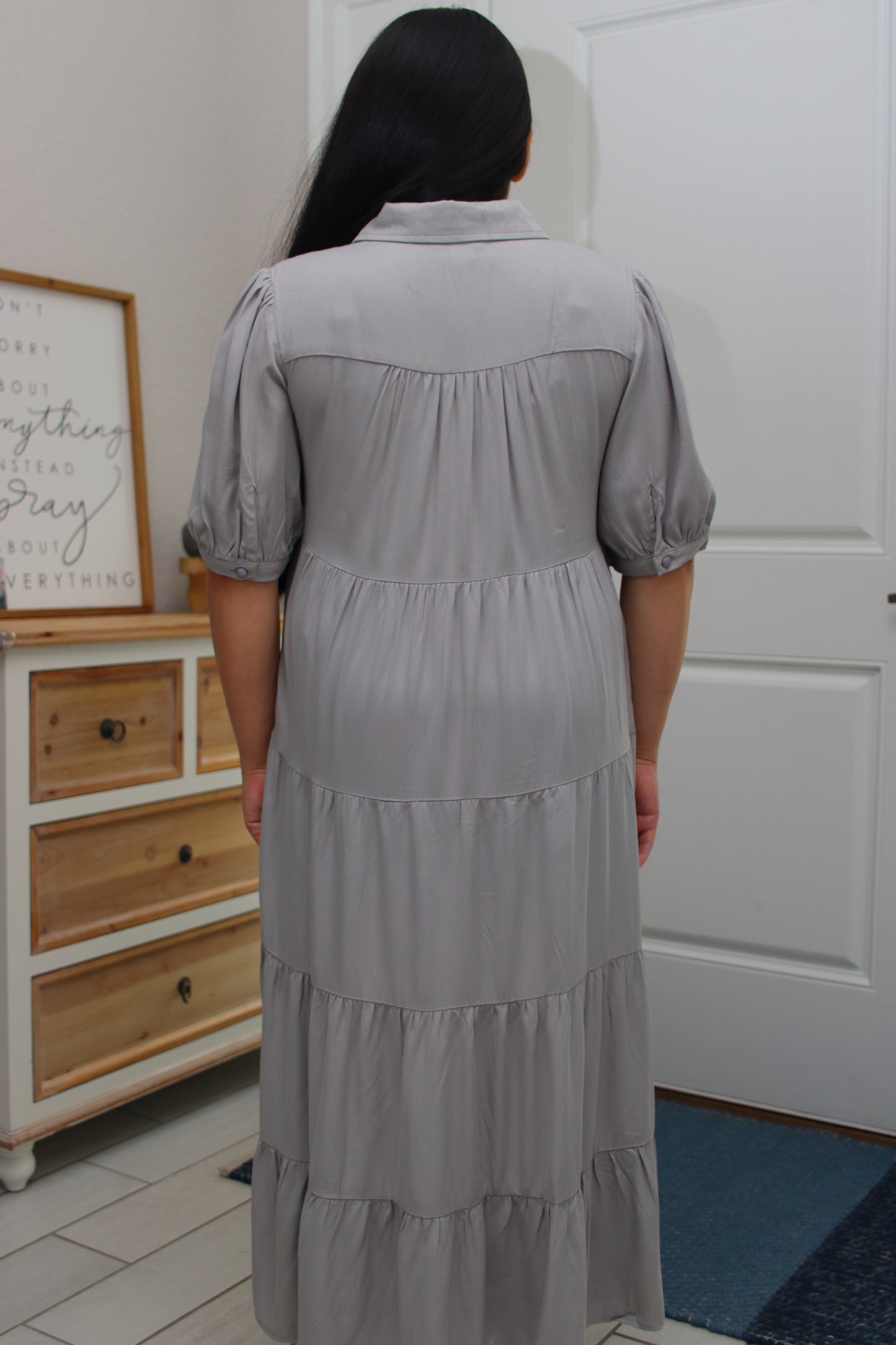 Jade Collared Tiered Dress