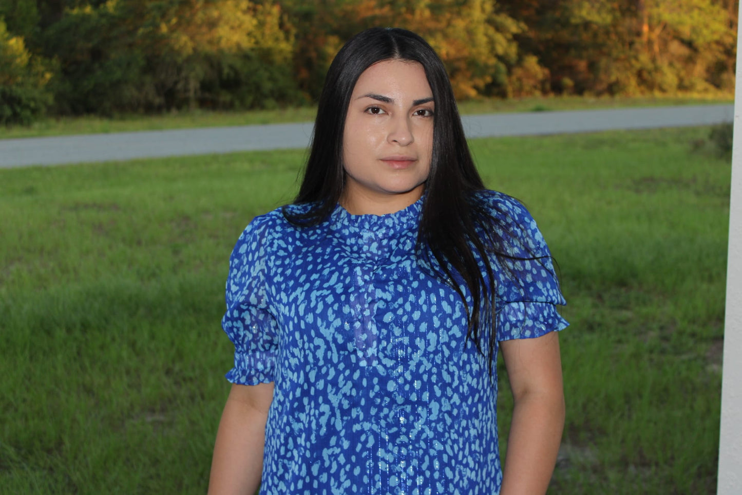 Rebecca V-Neck Button Up Print Blouse