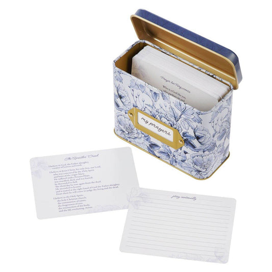 Cards In Tin Blue Floral My Prayers Hebrews 10:23