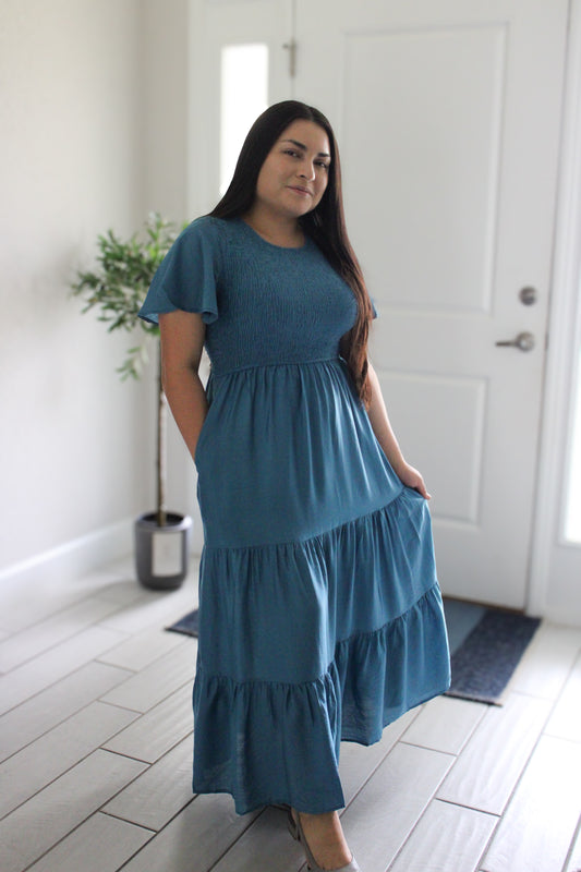 Gin Smocked Midi Dress
