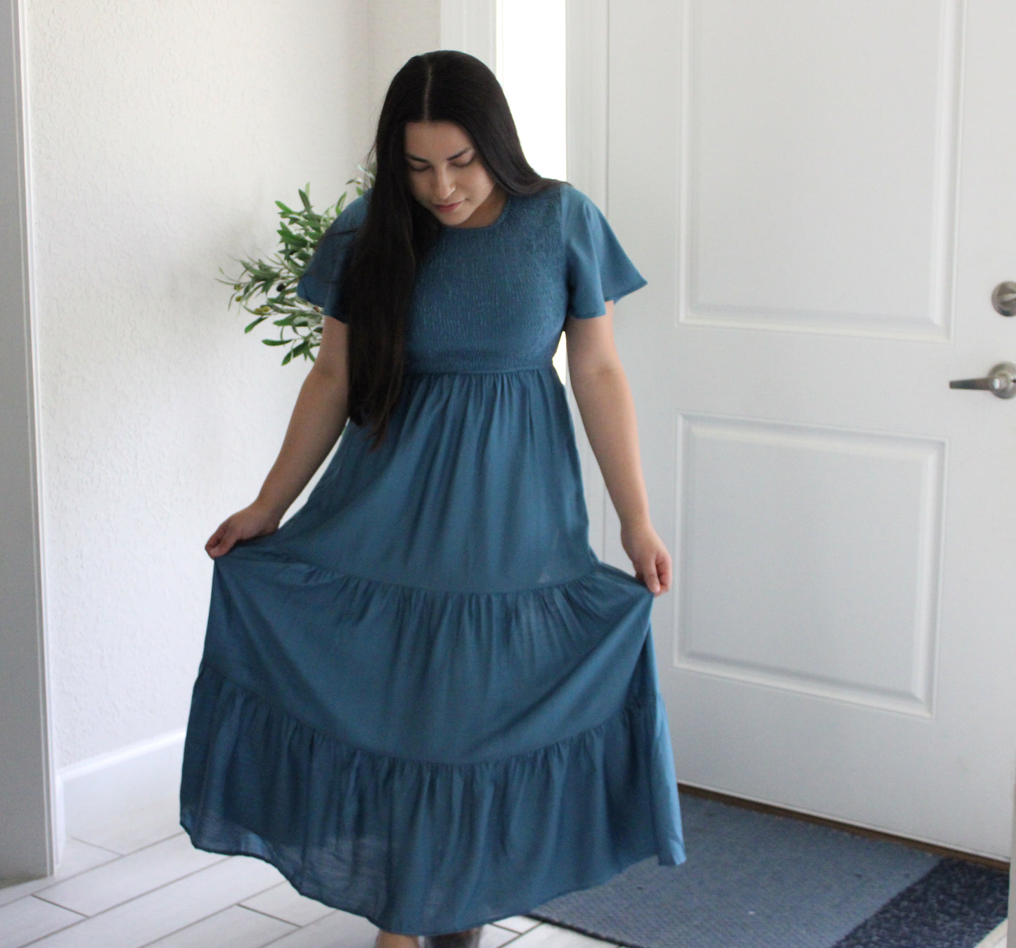Gin Smocked Midi Dress