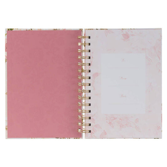 Journal Wirebound Pink Floral His Grace 2 Cor. 12:9