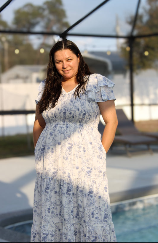Suzanna Maxi Ruffle Sleeve Dress