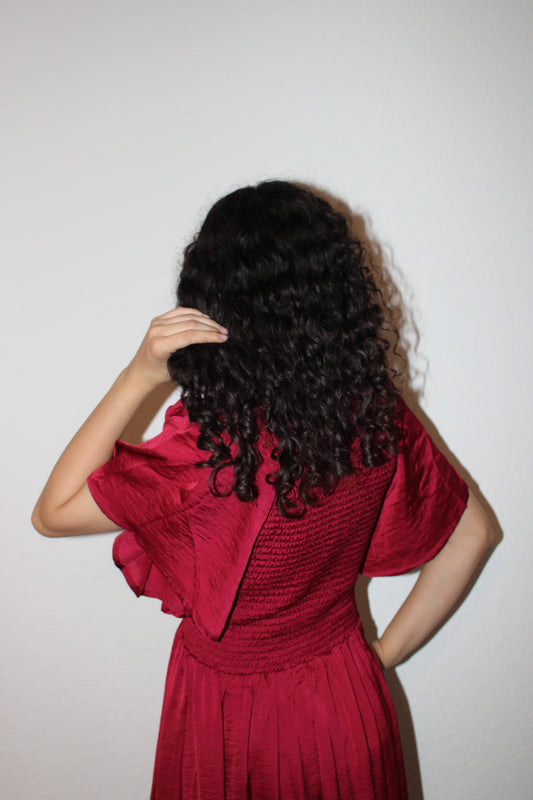 Talitha Merlot V-Neck Midi Dress