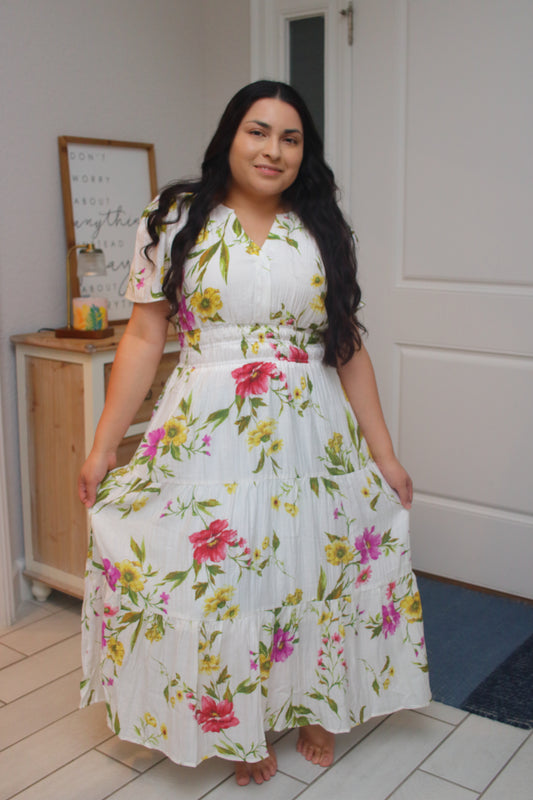 Deborah V-Neck Midi Dress