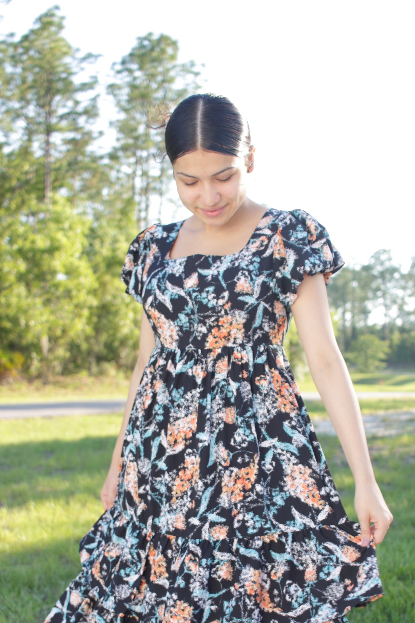 Rustic Bloom Midi Dress