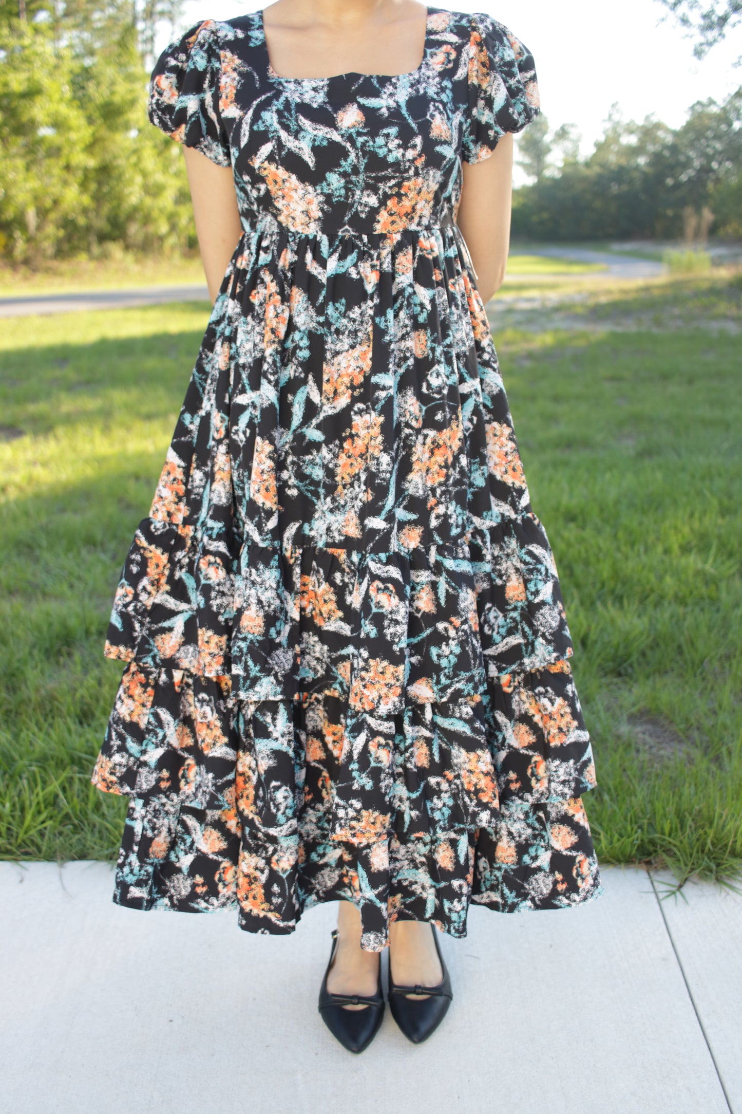 Rustic Bloom Midi Dress