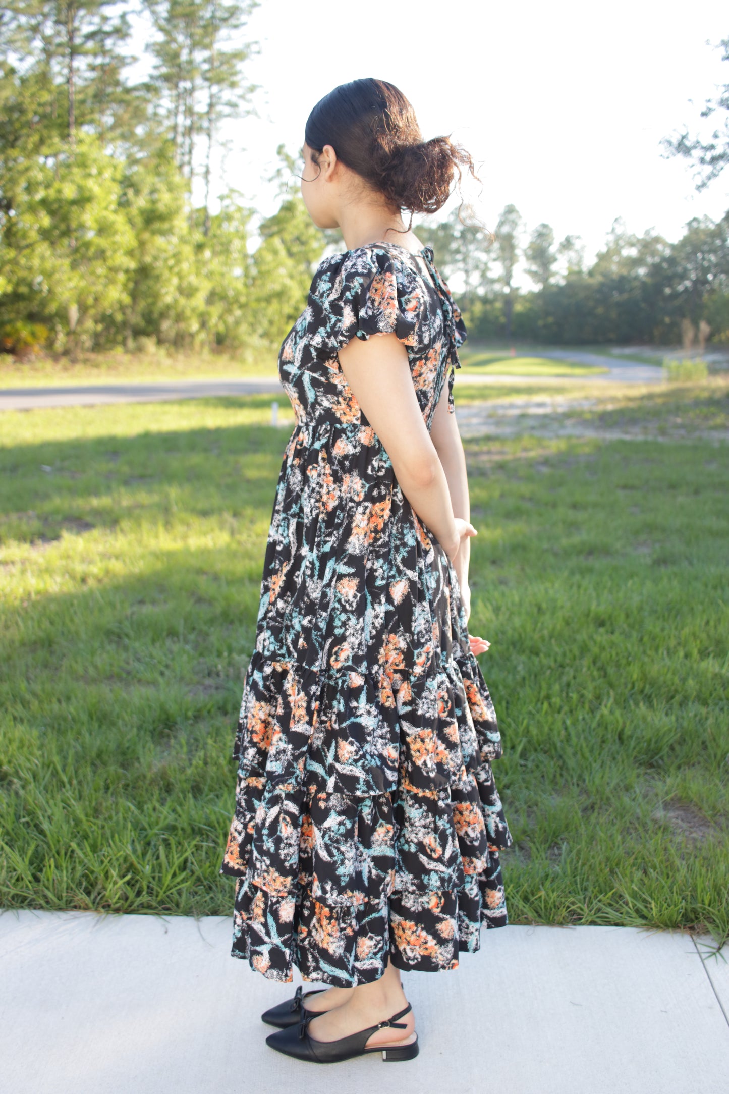 Rustic Bloom Midi Dress