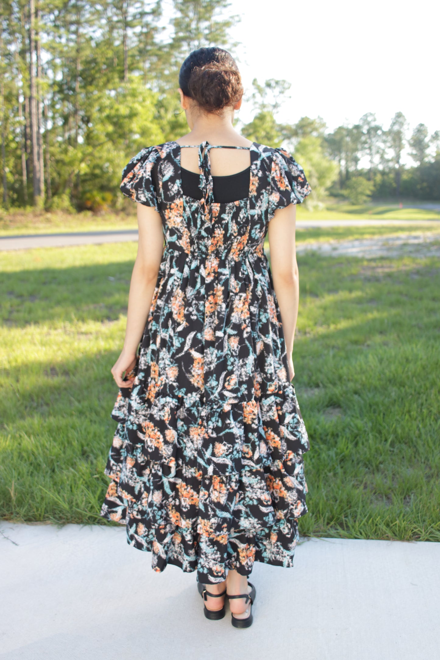 Rustic Bloom Midi Dress