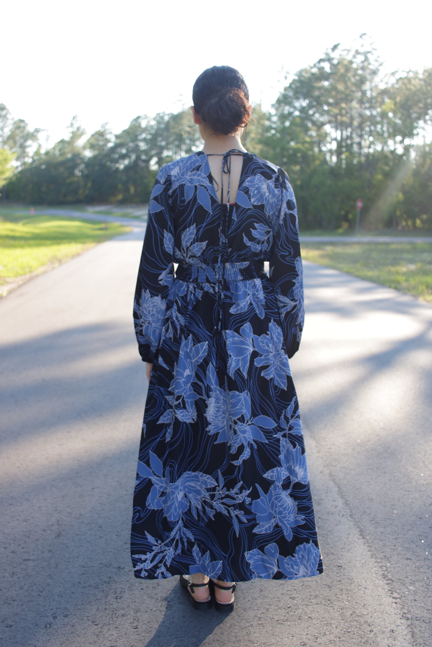 Bloom in Blue V-neck dress