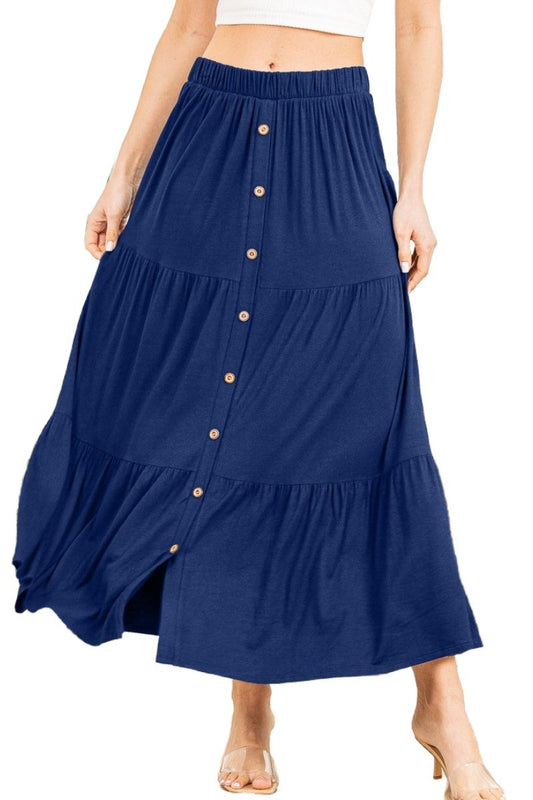 Joanna button Blue maxi skirt