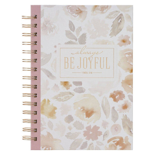 Journal Spiral Dusty Mauve Floral Be Joyful 1 Thess. 5:16