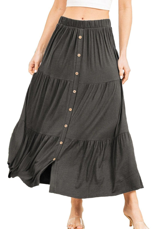 Joanna Charcoal Button Maxi Skirt